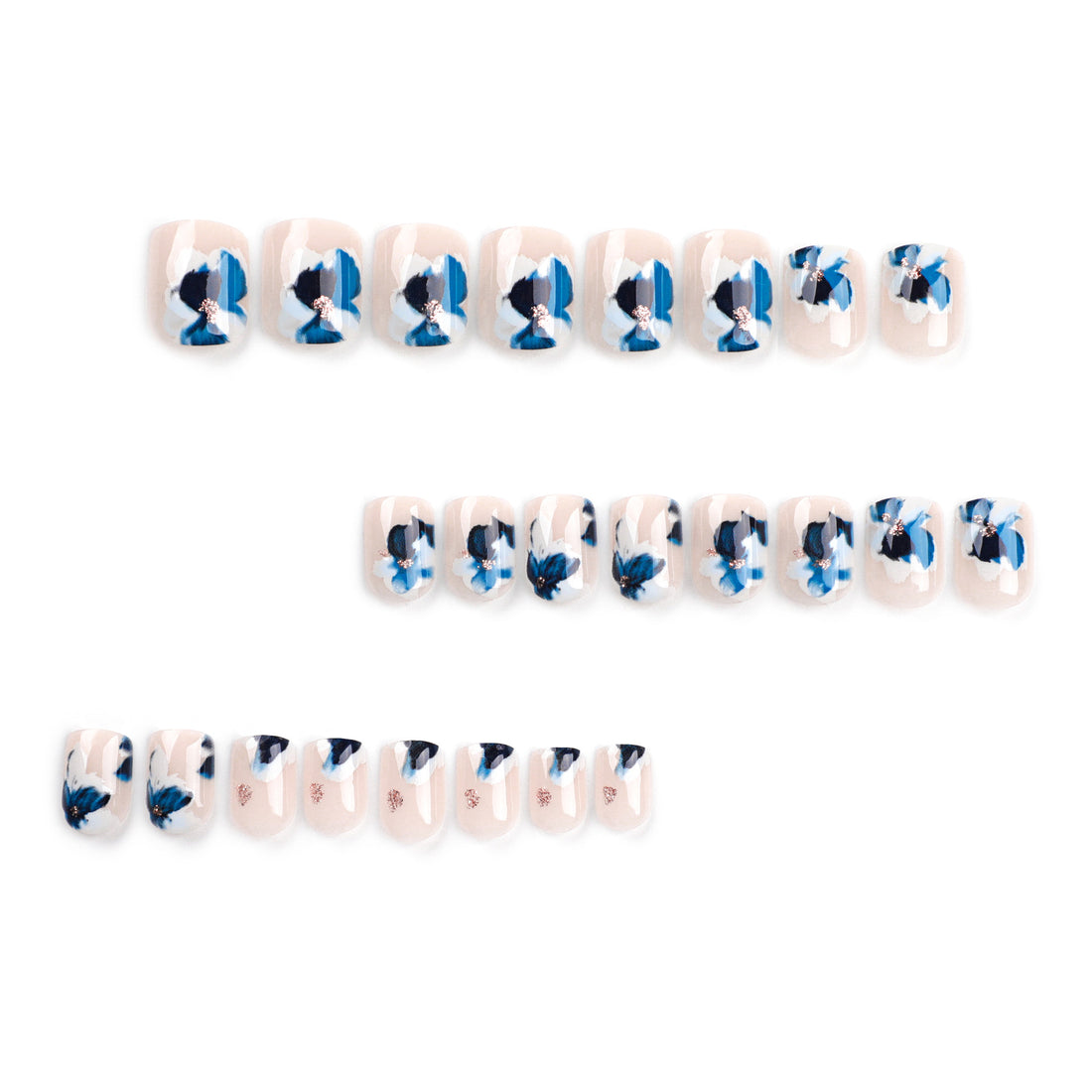 No.F564 Blue Flower Fingernails Patch 24pcs/Set