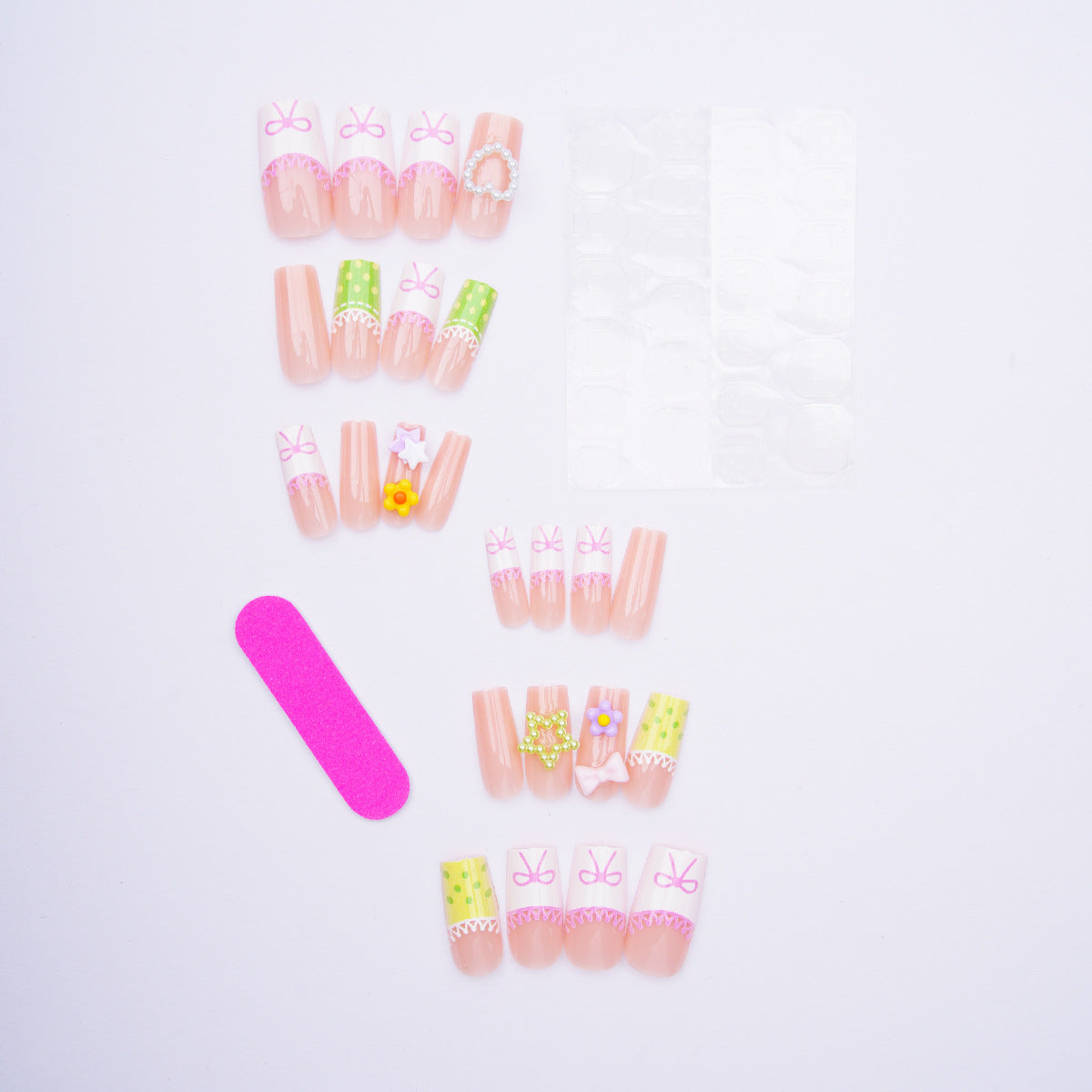 No.F472 Pearl Heart Fingernails Patch 24pcs/Set