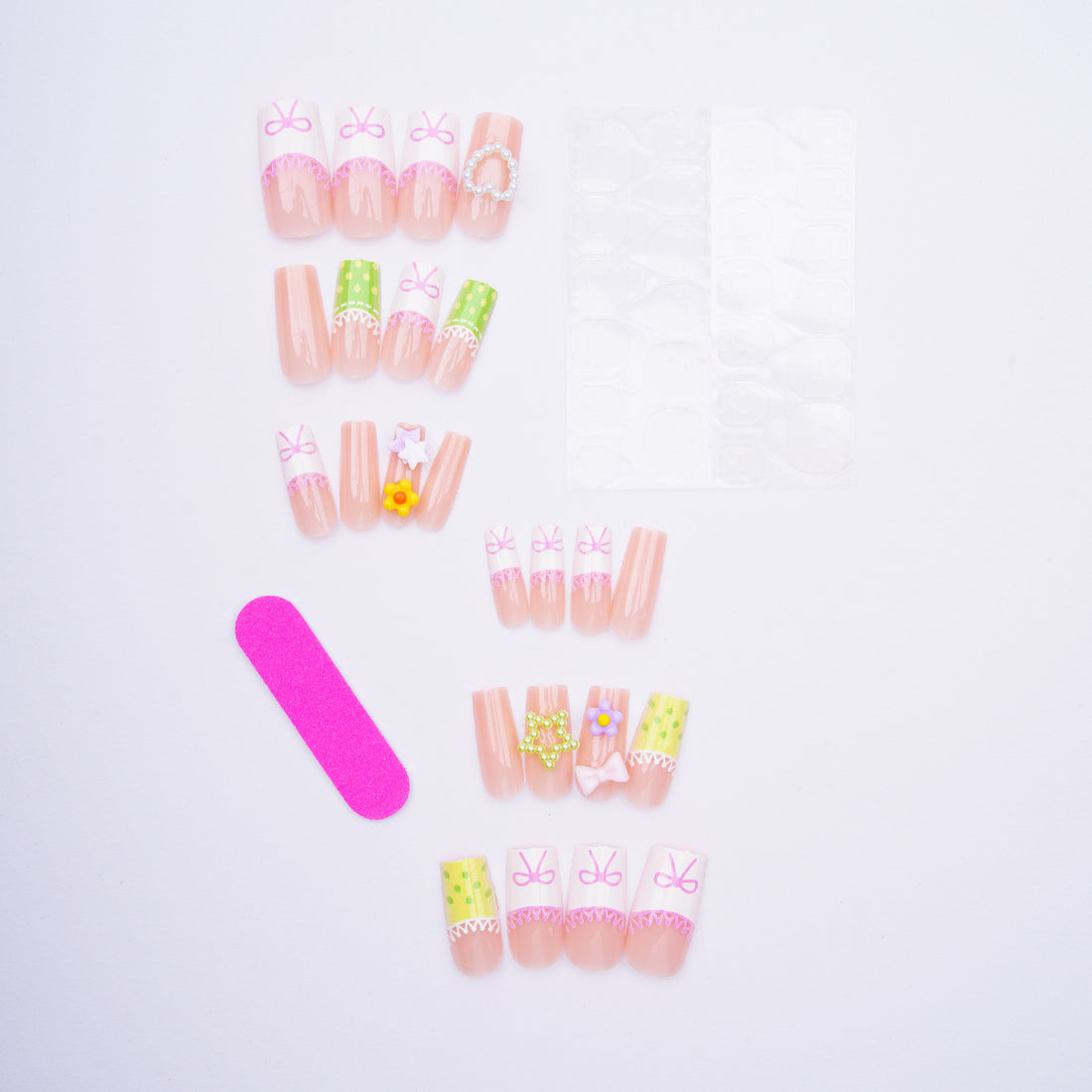No.F472 Pearl Heart Fingernails Patch 24pcs/Set