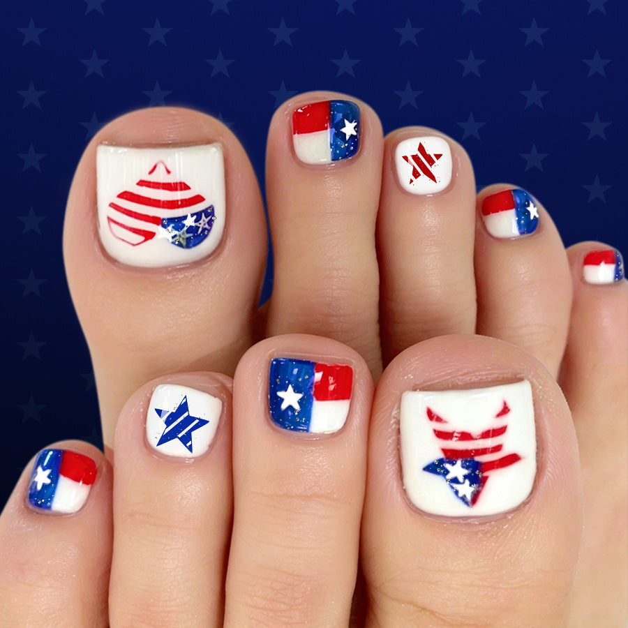 No.JNU13 Heart-shaped Flag Toenails Patch 24pcs/Set