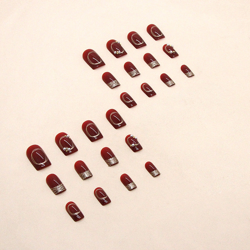 No.F117 Wine Red Fingernails Patch 24pcs/Set