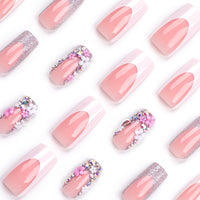 No.F131 Flower Diamond Covered Glitter Fingernails Patch 24pcs/Set