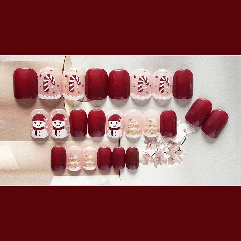 No.CM33 Christmas Red Fingernails Patch 24pcs/Set