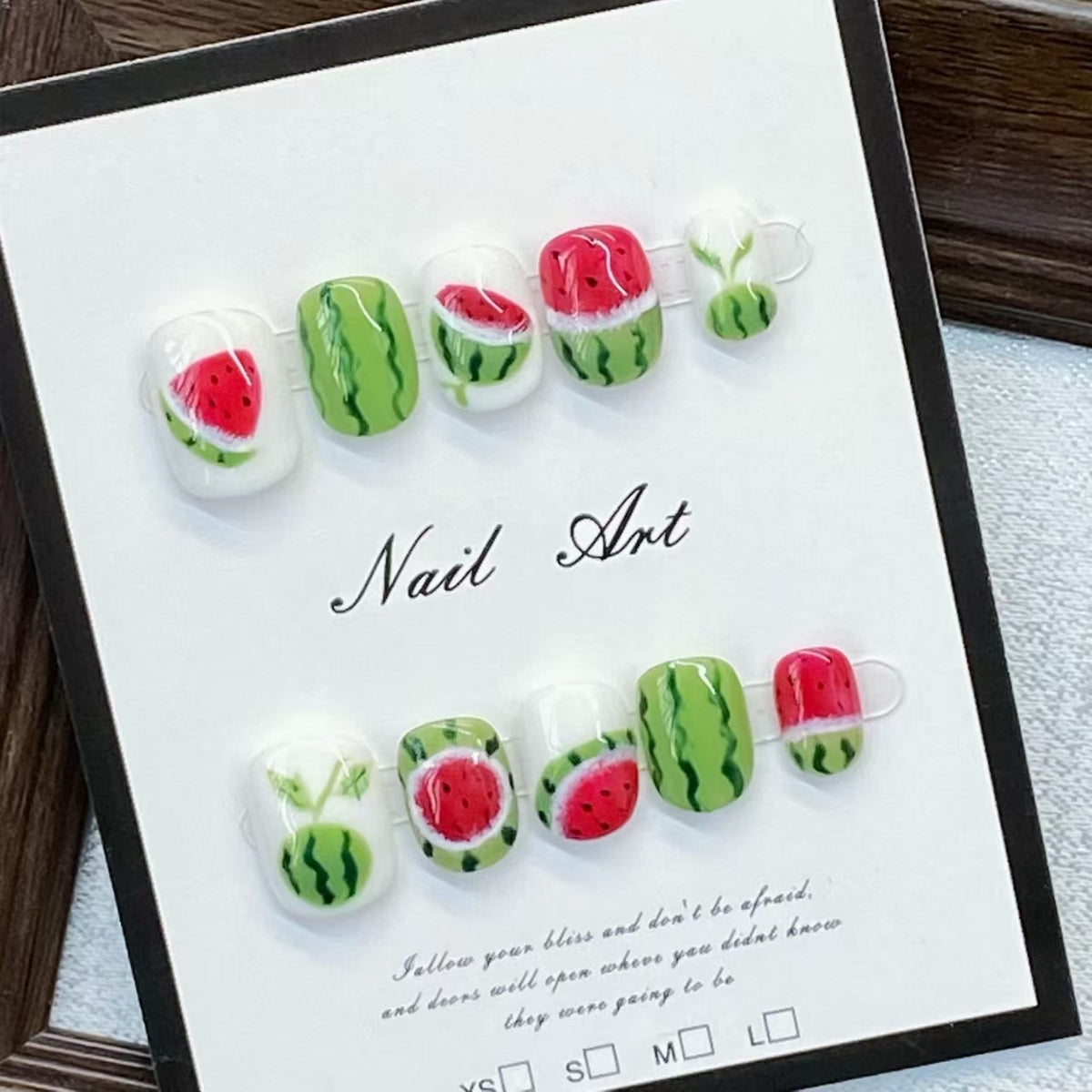 No.FP28 Watermelon Hand Made Fingernails 10pcs