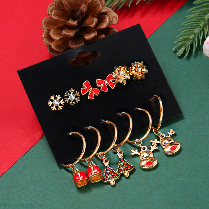 No.JR12 6 pairs/set Christmas Earrings Set