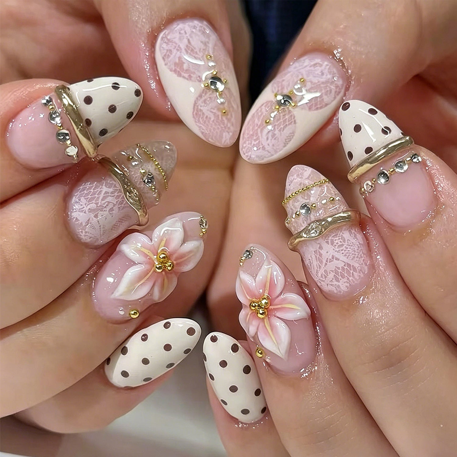 No.F805 Fashion Pink Fingernails Patch 24pcs/Set