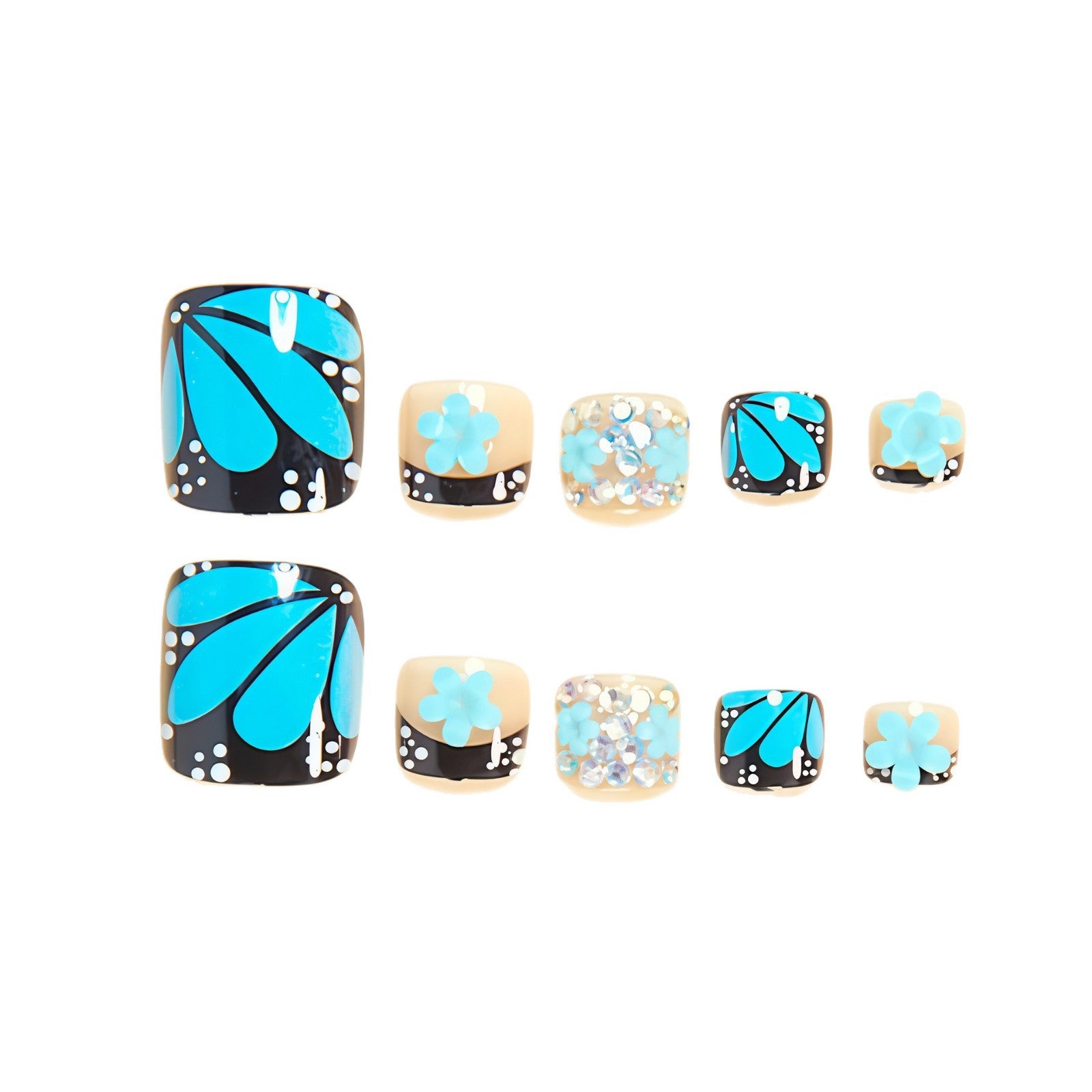 No.739 Blue Butterfly Toenails Patch 24pcs/Set