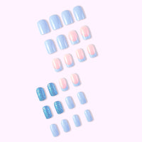 No.CM27 Christmas Blue Fingernails Patch 24pcs/Set