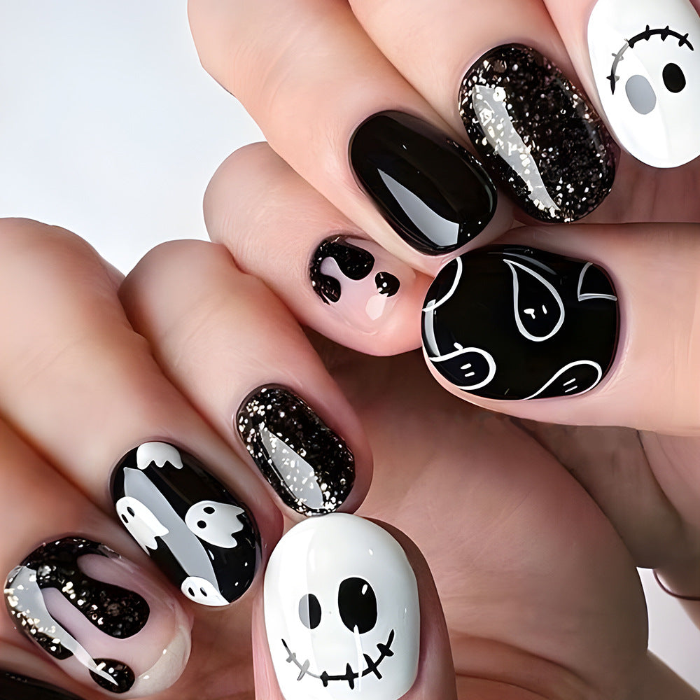 No.AW6 Halloween Black Fingernails Patch 24pcs/Set