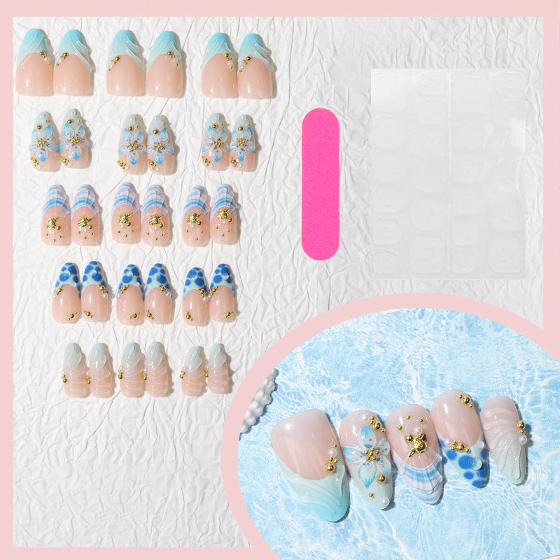 No.BH74 Blue Flower Fingernails Patch 30pcs/Set