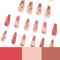 No.F169 Red Long Fingernails Patch 24pcs/Set