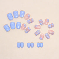 No.F35 Fresh Rlue Ripples Fingernails Patch 24pcs/Set