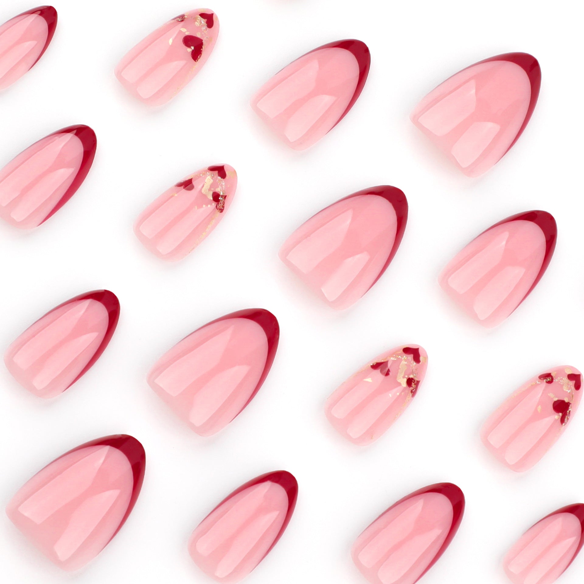 No.VN72 Valentine’s Love Glitter Press-On Nails Set (24 Pcs)