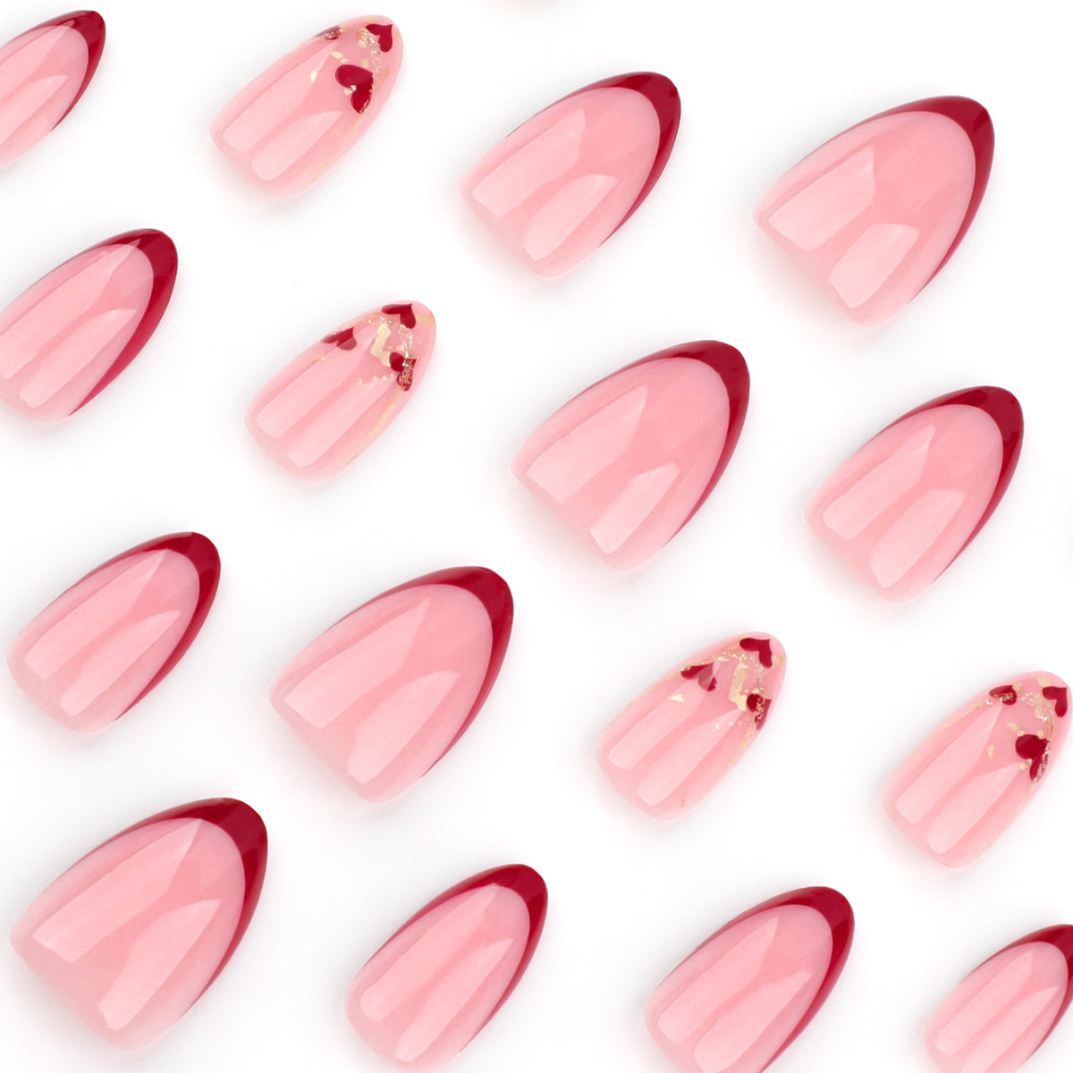 No.VN72 Valentine’s Love Glitter Press-On Nails Set (24 Pcs)