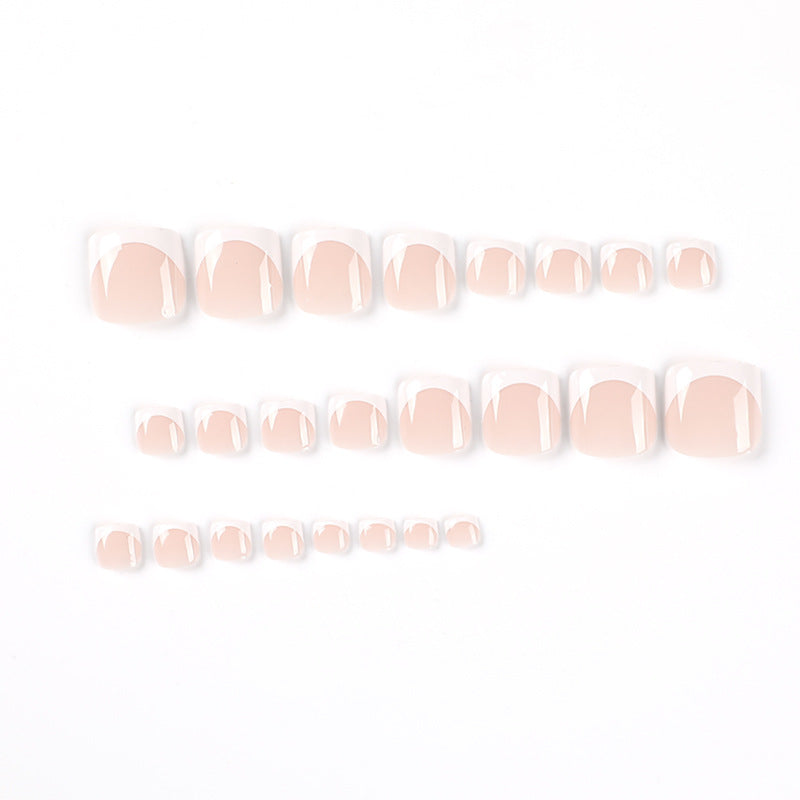 White French Tip Toe Nails Patch 24pcs/Set