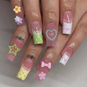 No.F472 Pearl Heart Fingernails Patch 24pcs/Set