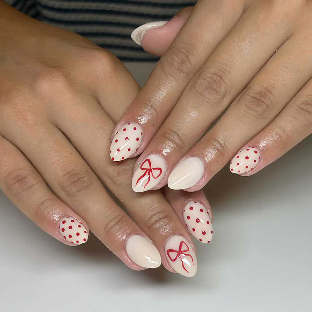 No.F766 Red Bow Fingernails Patch 24pcs/Set
