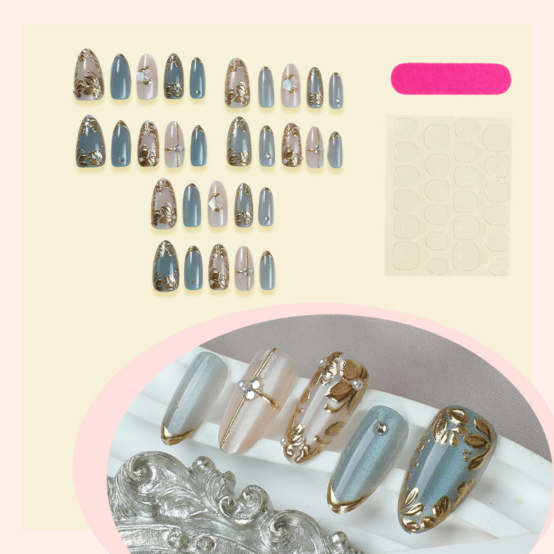 No.F607 Golden Leaves Fingernails Patch 30pcs/Set