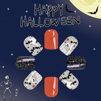 No.AW27 Halloween Bat Skull Star Fingernails Patch 24pcs/Set