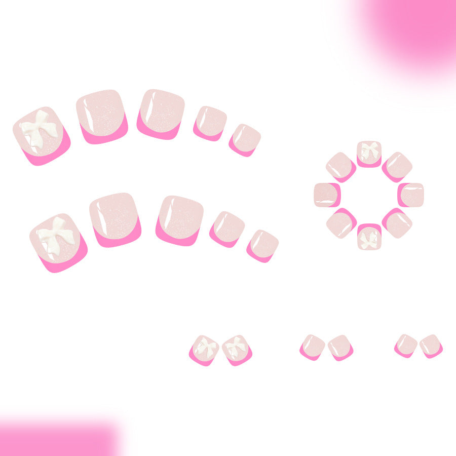 No.645 Pink BowToenails Patch 24pcs/Set