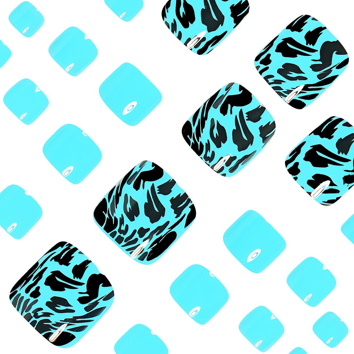 No.747 Blue Leopard Print Toenails Patch 24pcs/Set
