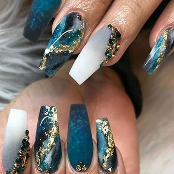 No.F425 Blue Gradient Fingernails Patch 24pcs/Set