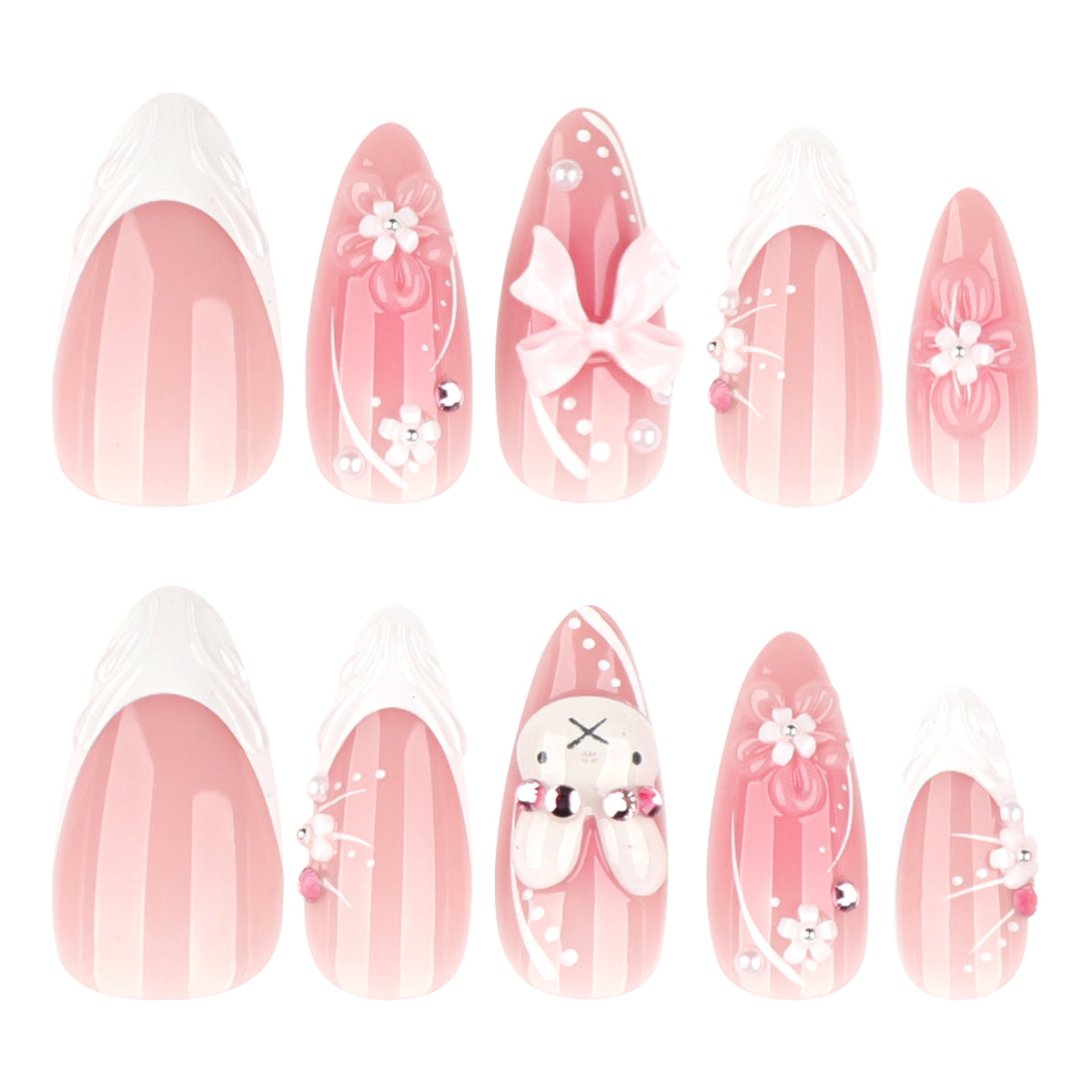 No.ET2 Flower Rabbit Fingernails Patch 24pcs/Set