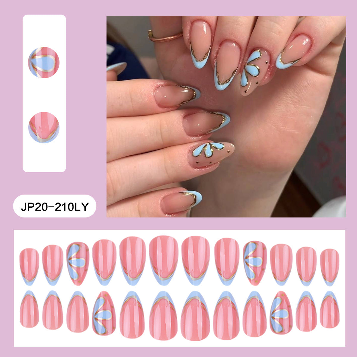 No.F826 Tiffany Blue Fingernails Patch 24pcs/Set