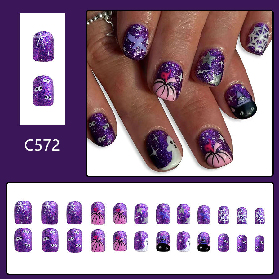 No.AW37 Halloween Purple Fingernails Patch 24pcs/Set