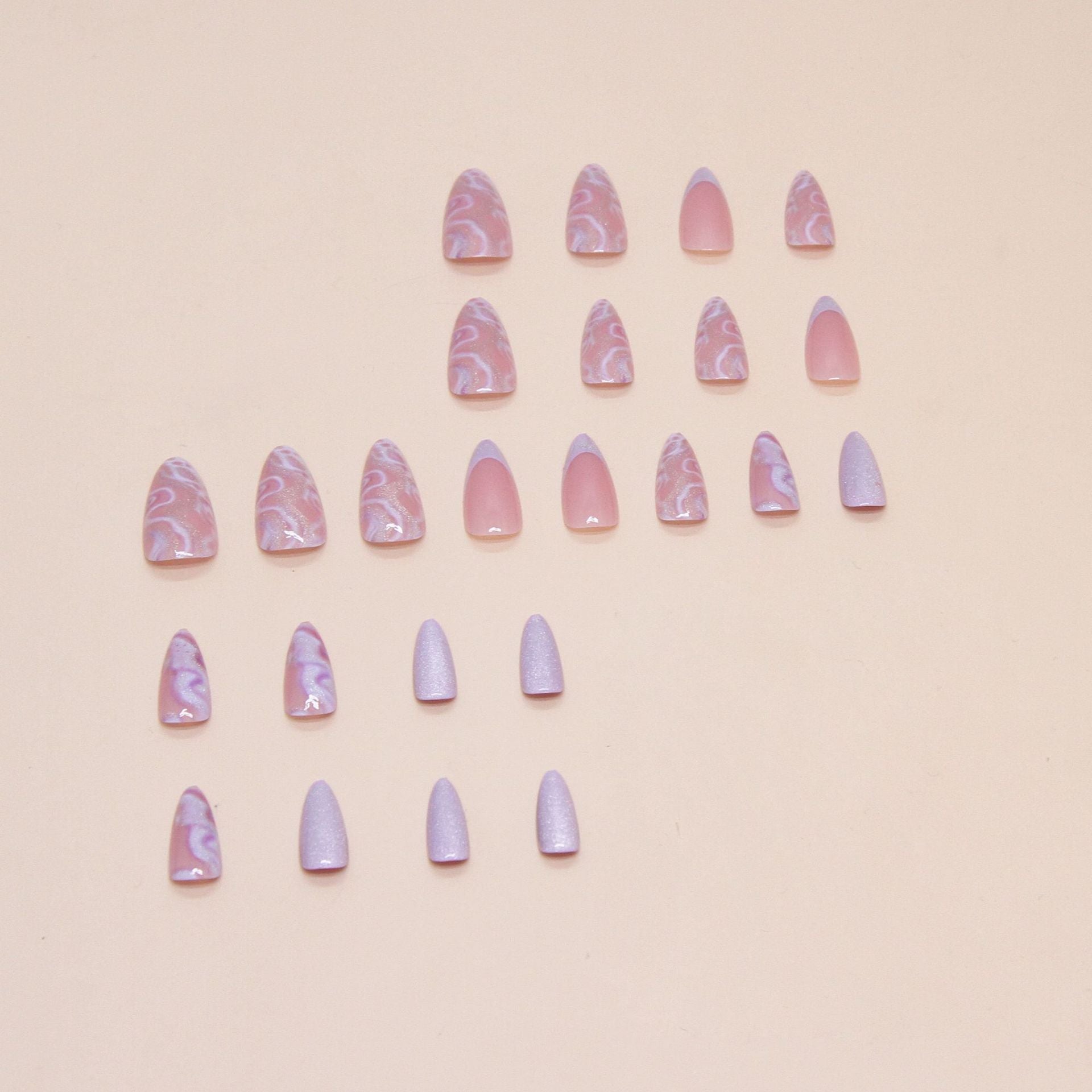 No.F375 Purple Cat's Eye Fingernails Patch 24pcs/Set