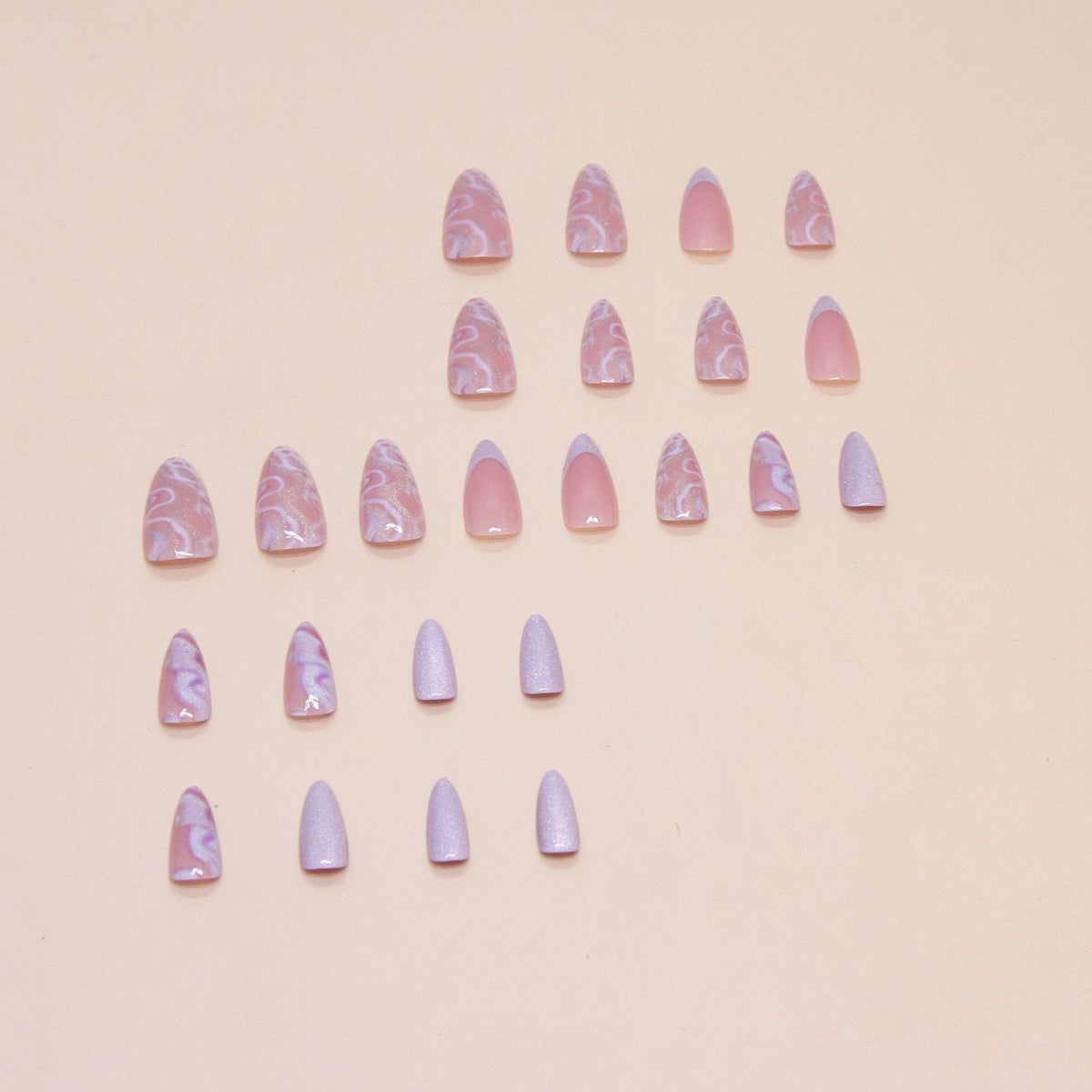 No.F375 Purple Cat's Eye Fingernails Patch 24pcs/Set