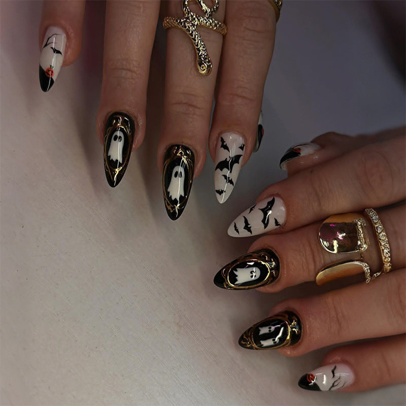No.AW144 Halloween Ghost Bat Fingernails Patch 24pcs/Set