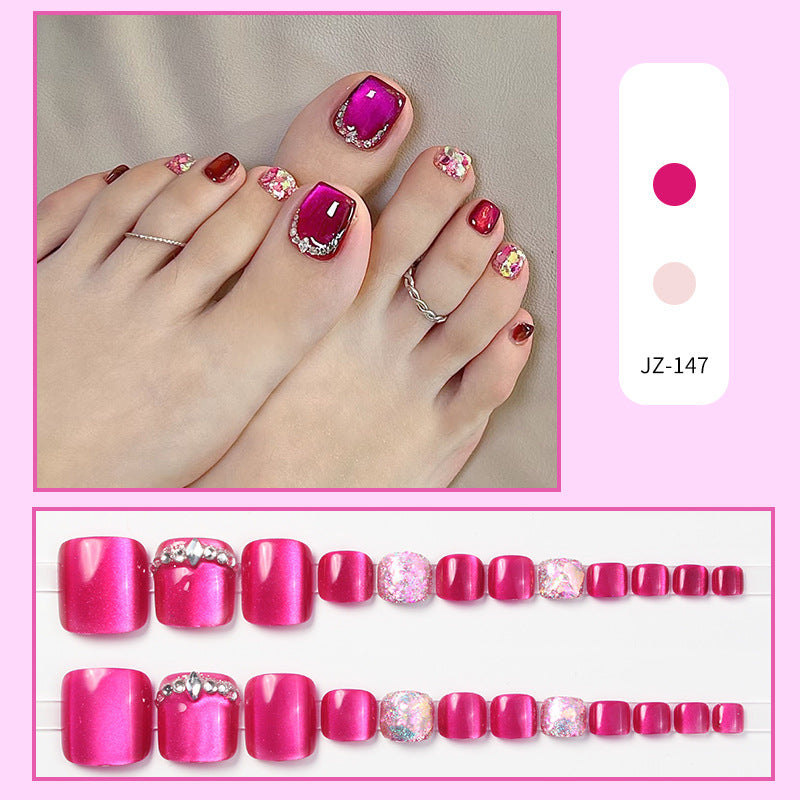 No.526 Rose Red Cat's Eye Toenails Patch 24pcs/Set