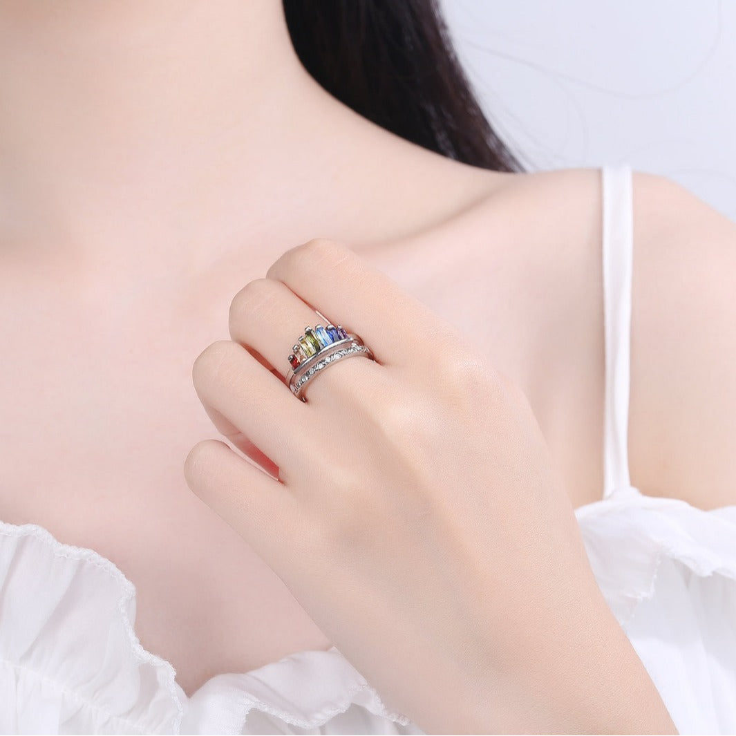 No.JR20 Rainbow Crown Ring 1pc/set