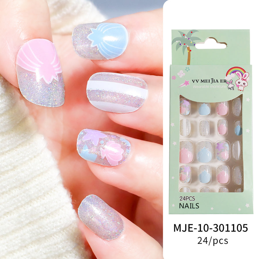 No.KD2 Cute Mini Kids Press on Fingernails 24pcs/Set