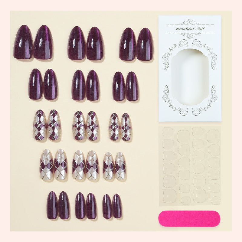 No.F860 Purple Cat's Eye Fingernails Patch 24pcs/Set