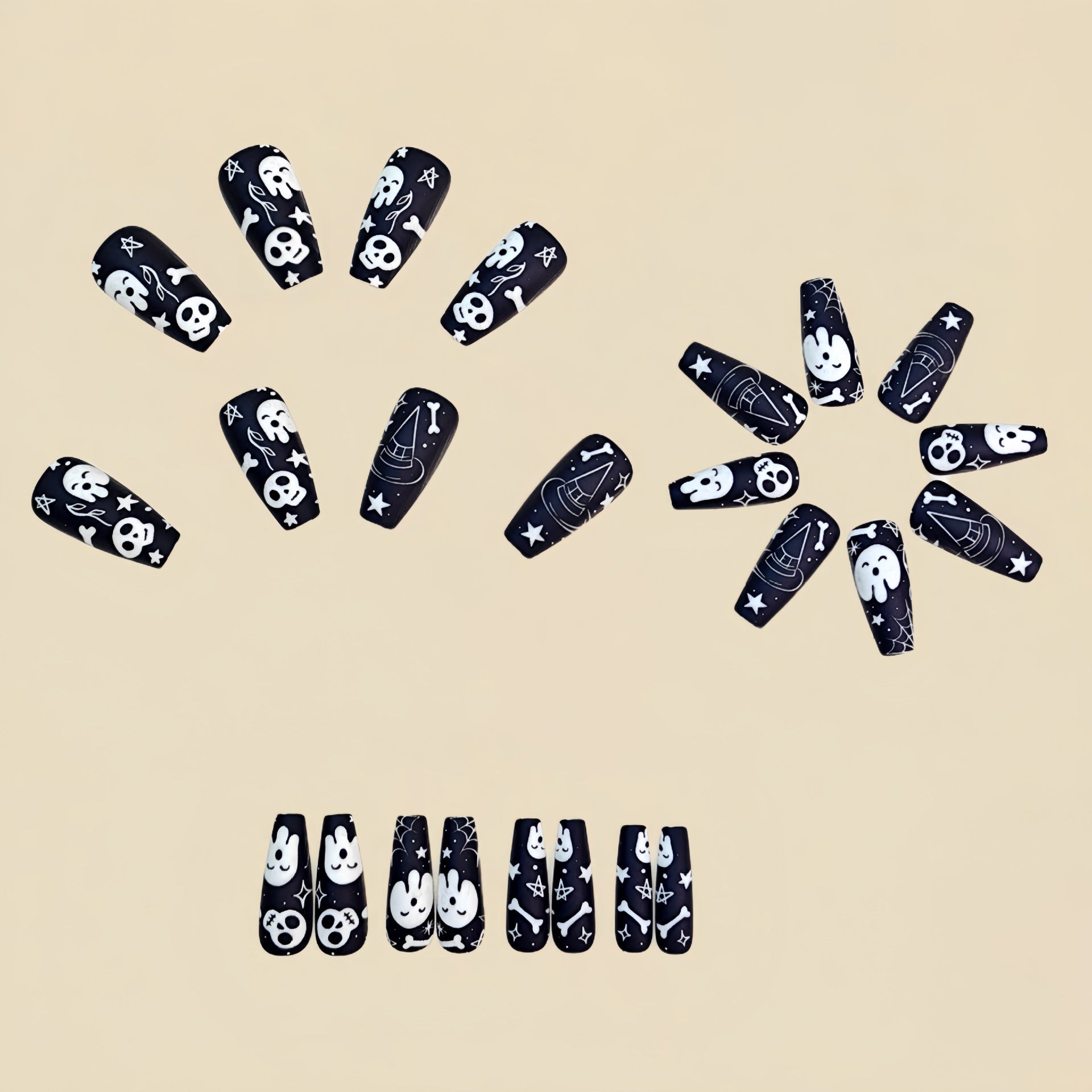 No.AW136 Halloween Ghost Skeleton Fingernails Patch 24pcs/Set