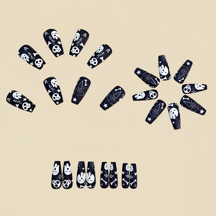 No.AW136 Halloween Ghost Skeleton Fingernails Patch 24pcs/Set