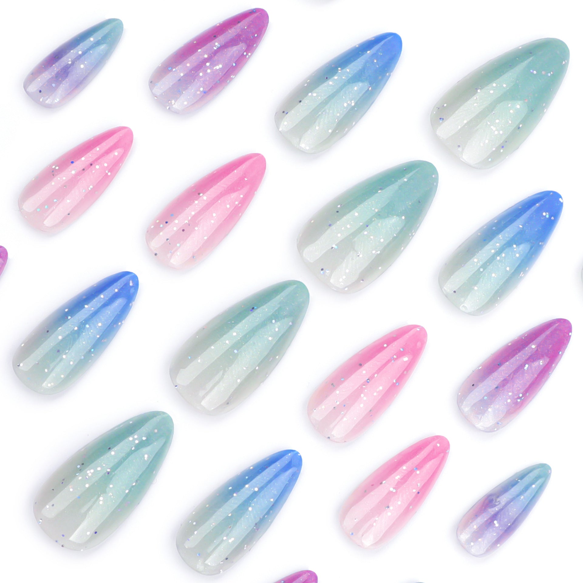 No.F809 Colorful Gradient Fingernails Patch 24pcs/Set