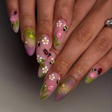 No.F474 Flower Bee Fingernails Patch 24pcs/Set