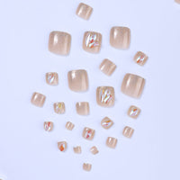 No.118 Nude Pink Glitter Rhinestone Toenails 24pcs/Set