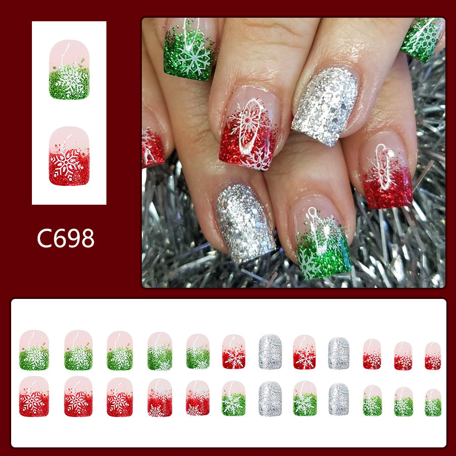 No.CM78 Christmas Glitter Fingernails Patch 24pcs/Set