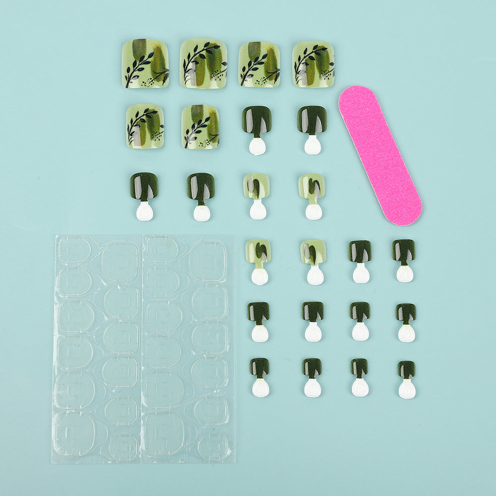 No.649 Dark Green Toenails Patch 24pcs/Set
