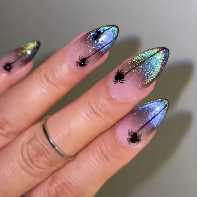 No.AW154 Halloween Spider Colorful Fingernails Patch 24pcs/Set