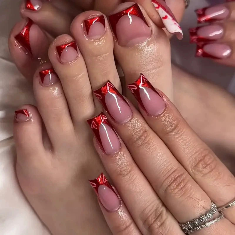 No.PSN6 Love Wine Red Hand & Toe Pair Set-48pcs