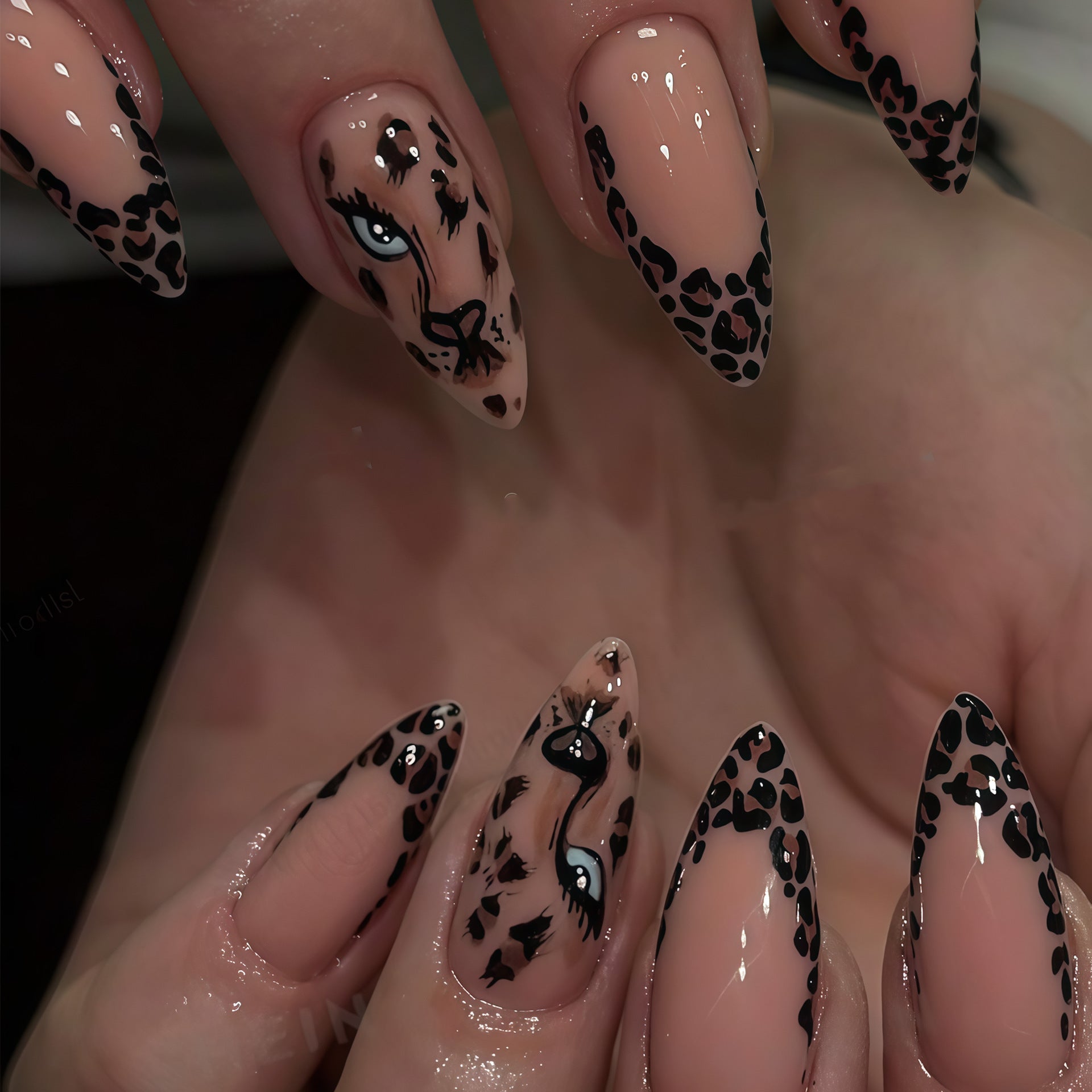 No.F776 Flashy Leopard Print Fingernails Patch 24pcs/Set