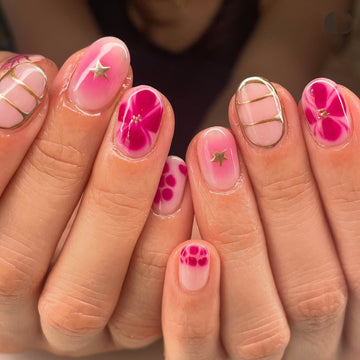 No.F359 Flowers & Stars Fingernails Patch 24pcs/Set