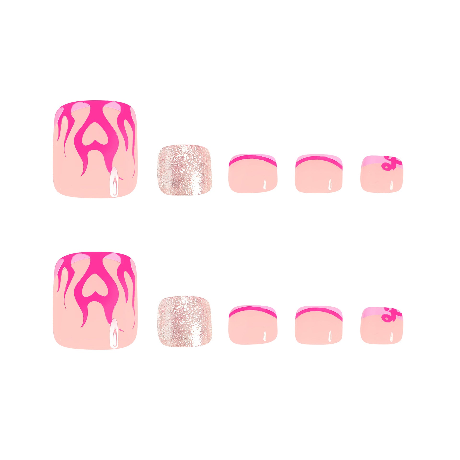 No.496 Flame Heart Toenails Patch 24pcs/Set