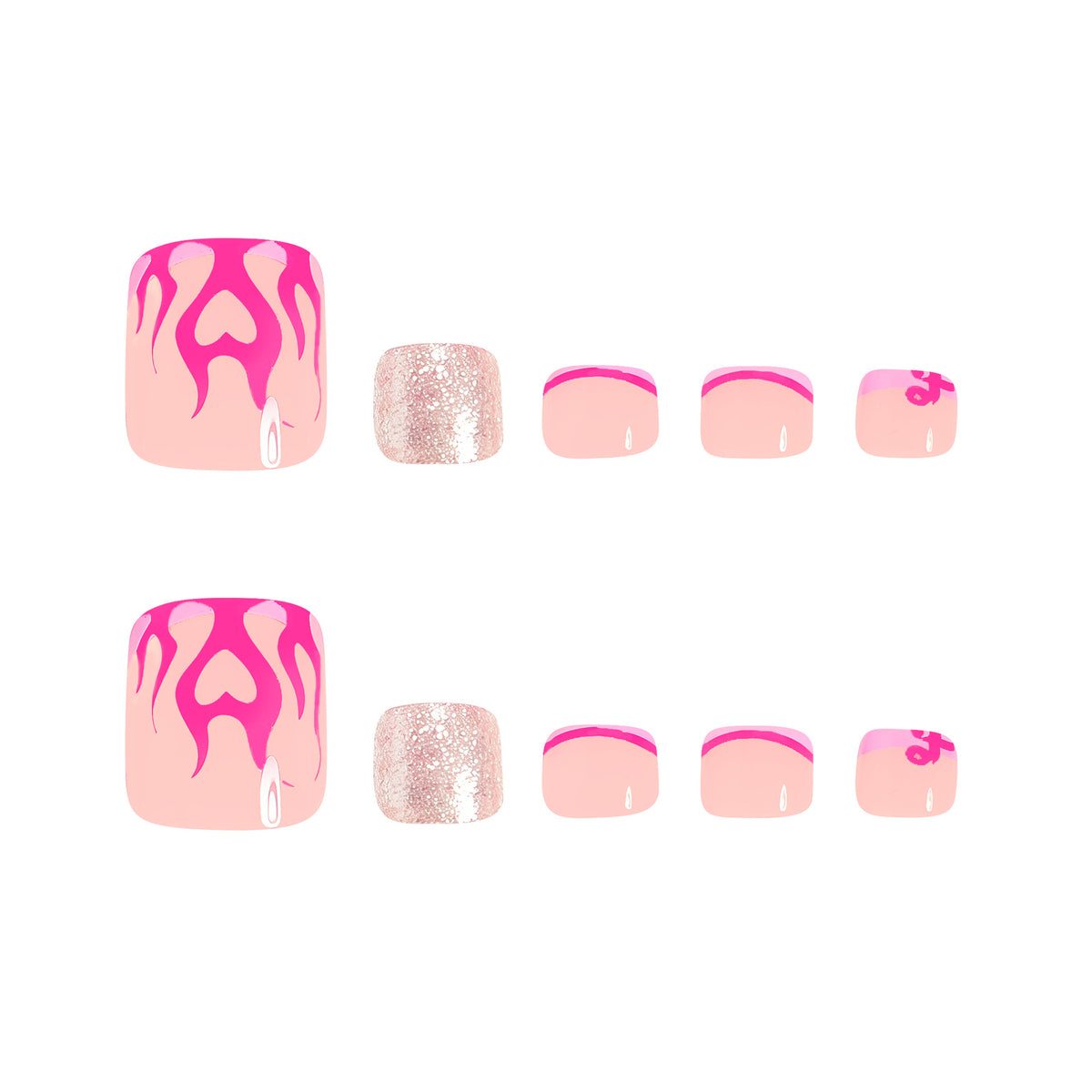 No.496 Flame Heart Toenails Patch 24pcs/Set