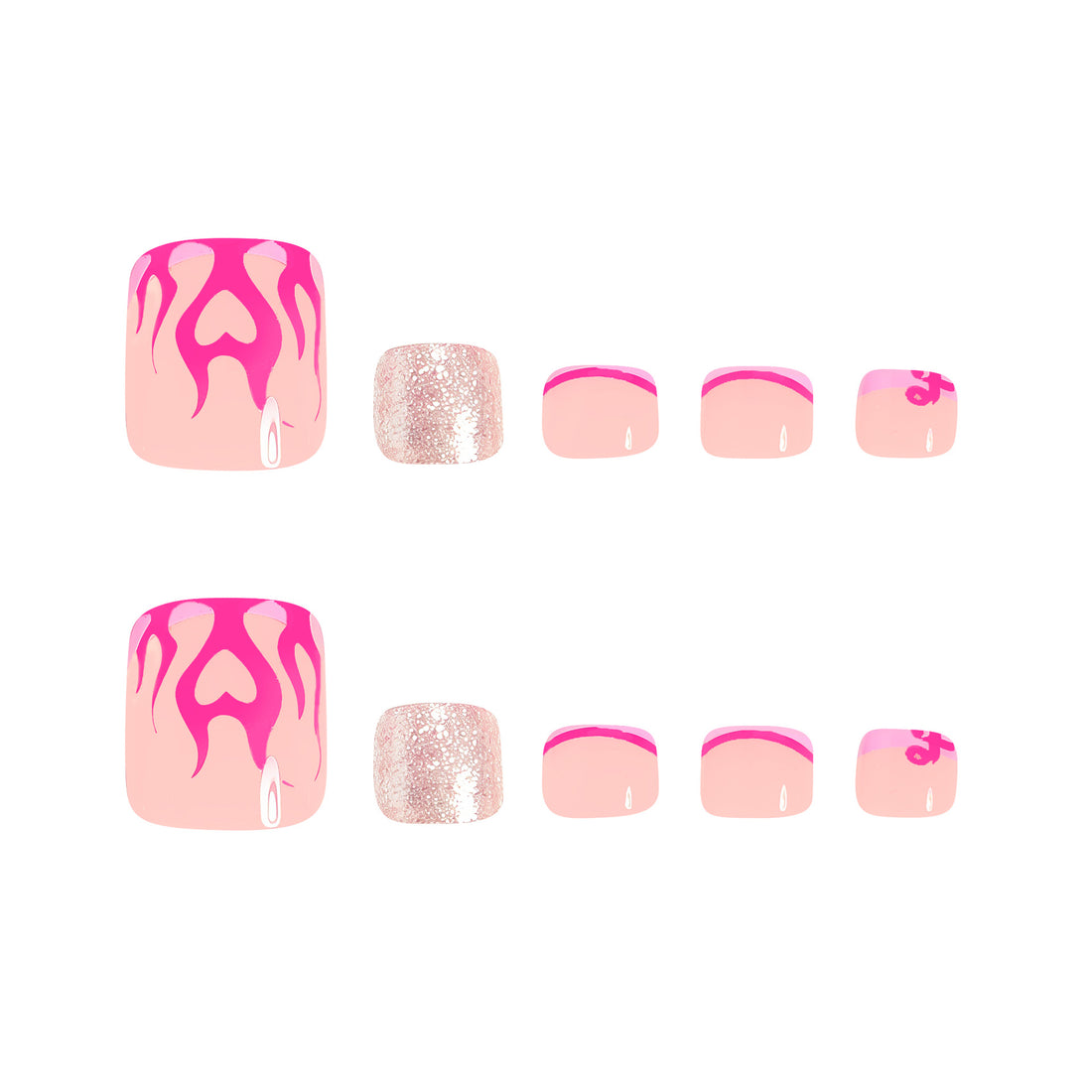 No.496 Flame Heart Toenails Patch 24pcs/Set